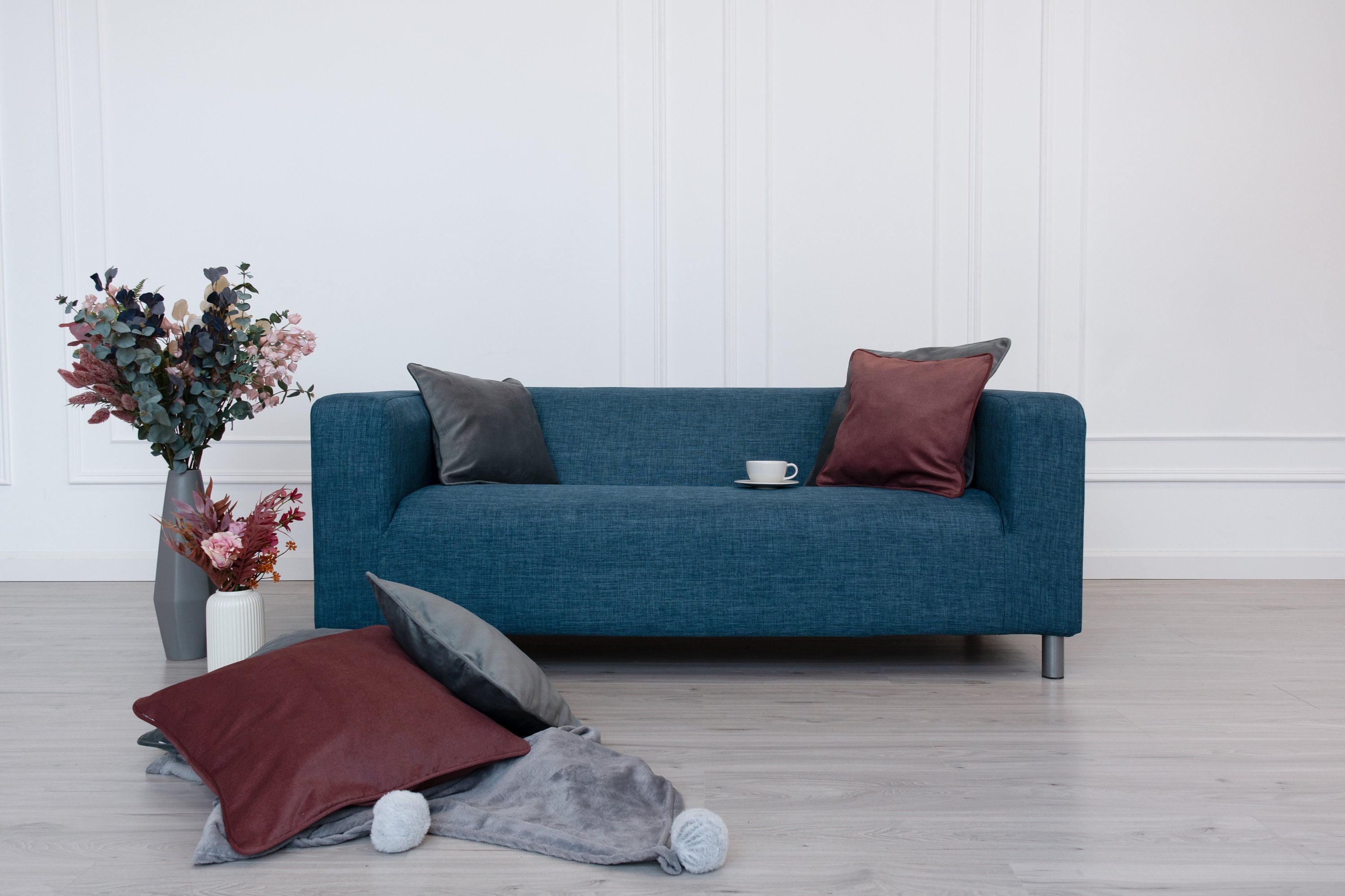 Klippan 2 Seater Sofa Cover, Klippan Slipcover, Replacement Cover, Living Room Decor, Polyester Fabric, Blue Color