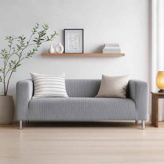 Handgefertigter Cord Bezug für IKEA Klippan 2-Sitzer Sofa - Grau