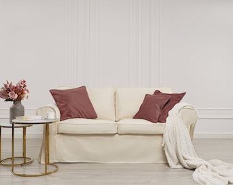 Ektorp 2 Seater Sofa Cover, Ektorp 2 Seater Cover, Ektorp Sofa Cover, Ektorp Slipcover, Replacement Cover, Cotton Fabric, Cream Color
