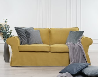 Ektorp 2 Seater Sofa Cover, Ektorp Loveseat Cover, Ektorp Cover, Replacement Cover, Polyester Petite Fabric, Mustard Color