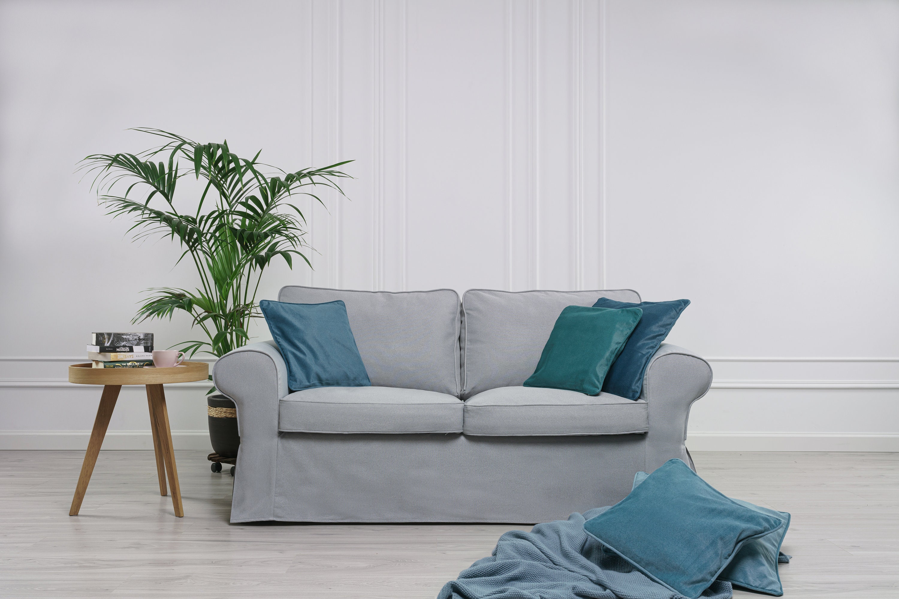 Ektorp 2 Seater Sofa Cover, Ektorp Loveseat Cover, Ektorp Cover, Replacement Cover, Polyester Petite Fabric, Smoke Grey Color