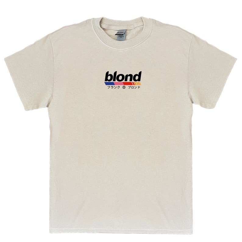 Frank Ocean BLOND Chemise à manches courtes sur le devant album blond cadeau musique t-shirt de style vintage Blond Tendances Design original Chemise en coton Beige