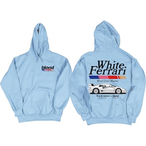 Frank Ocean BLOND WHITE FERRAR v2 Hoodie blond album blonded music gift cool gift ideas Trends Exclusive Car Hoodie y2k Niebieski