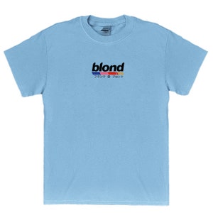 Frank Ocean BLOND Chemise à manches courtes sur le devant album blond cadeau musique t-shirt de style vintage Blond Tendances Design original Chemise en coton Bleu