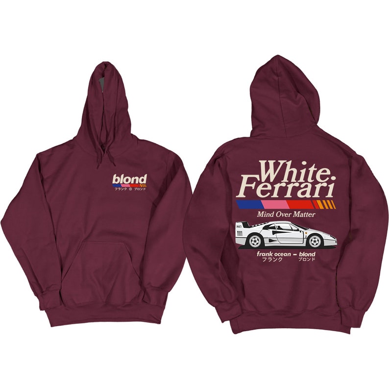 Frank Ocean BLOND WHITE FERRAR v2 Hoodie blond album blonded music gift cool gift ideas Trends Exclusive Car Hoodie y2k Maroon