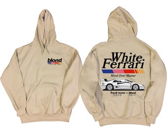 Frank Ocean BLOND BLANC FERRAR ! Sweat à capuche v2 | album blond | blondie | cadeau musique | idées cadeaux sympas | Exclusivité Tendances | Sweat à capuche de voiture | Année 2000