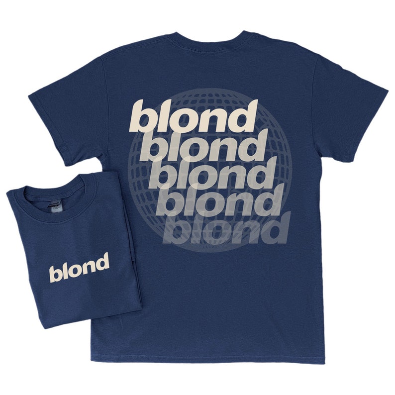 shirt à manches courtes Frank Ocean BLOND GLOBE v2 T-shirt blond Cadeau Musique look vintage Tendances Design original Année 2000 t-shirt cool Navy