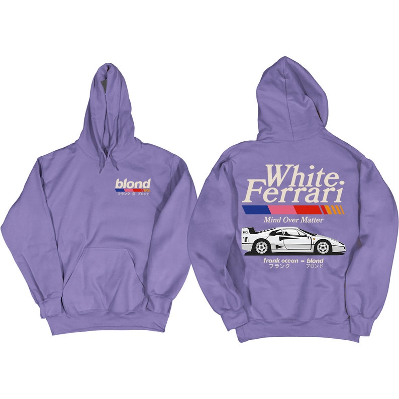 Frank Ocean BLOND WHITE FERRAR v2 Hoodie blond album blonded music gift cool gift ideas Trends Exclusive Car Hoodie y2k Purpurowy