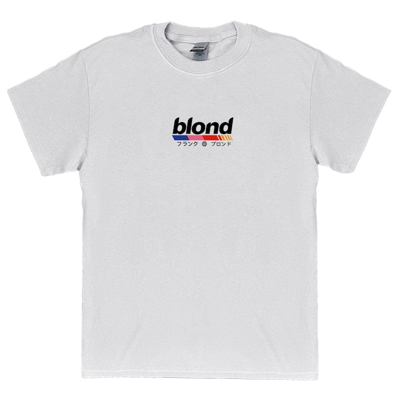 Frank Ocean BLOND Chemise à manches courtes sur le devant album blond cadeau musique t-shirt de style vintage Blond Tendances Design original Chemise en coton Blanc