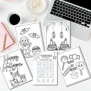 Halloween Coloring Book, Halloween Activity Book, Spooky Printables, Instant download, Bold Easy to Color