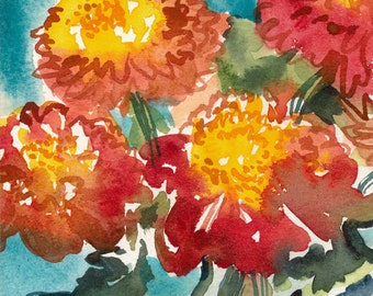 Bouquet - A Tropical Still Life Watercolor Print by Hawaiian Artist: Tamara Moan