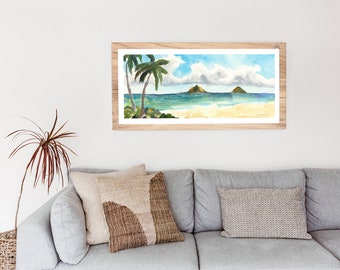 Na Mokulua- An Original Tropical Beach Watercolor from Hawaiian Artist: Tamara Moan