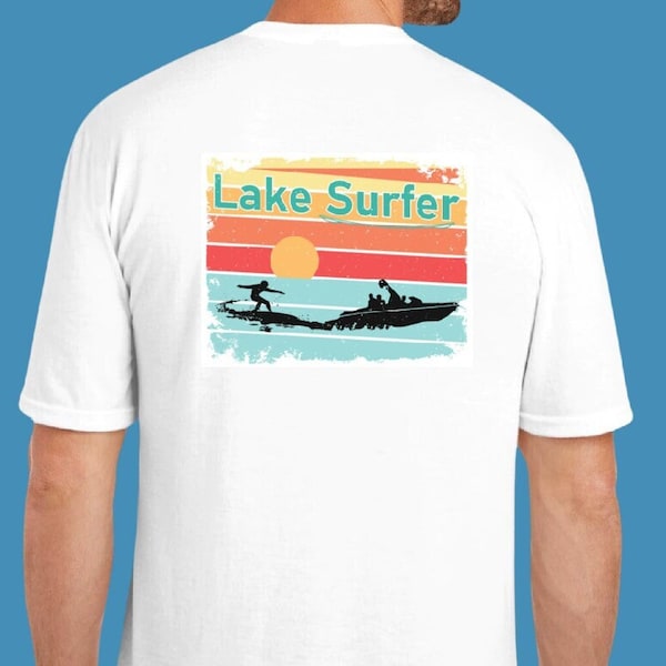 Wake surf t shirt | retro sunset | Wake boat | Wake Surf | surf behind boat | Wakesurfing | Surfing | Wakesurfer | Surfer | Father’s Day