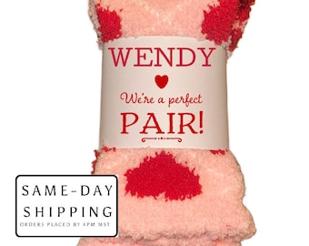 Valentine fuzzy socks | cozy socks for Valentines | cute heart socks | Galentine gift  | cute socks for Valentines | Heart socks for her