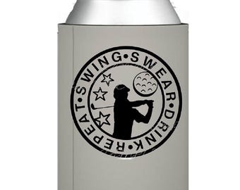 Golf birthday Favor, golfing trip Custom party favors, koozie favor, coozie, can cooler, golfer, golfing, swing, swear, drink, repeat