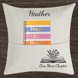 Book lover pocket pillow case personalized | custom book reader | glasses holder | one more chapter | book nook gift