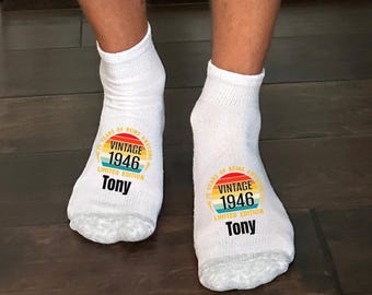 80th birthday Socks | 1946 vintage birthday | 80th celebration | personalized name socks | Men and Womens |  Eighty birthday | Eightieth
