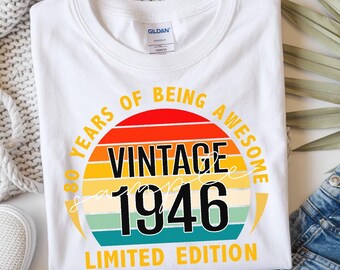 80th birthday t shirt | 1946 vintage birthday party | 80 and awesome |  Eightieth Birthday gift | 80th celebration | born in 1946