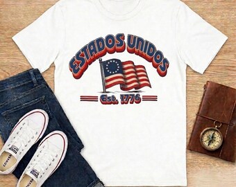 Stati Uniti Bandiera Est. 1776 T-shirt / America 250 anni bandiera grafica / Camisa de Estados Unidos / ropa de America 250