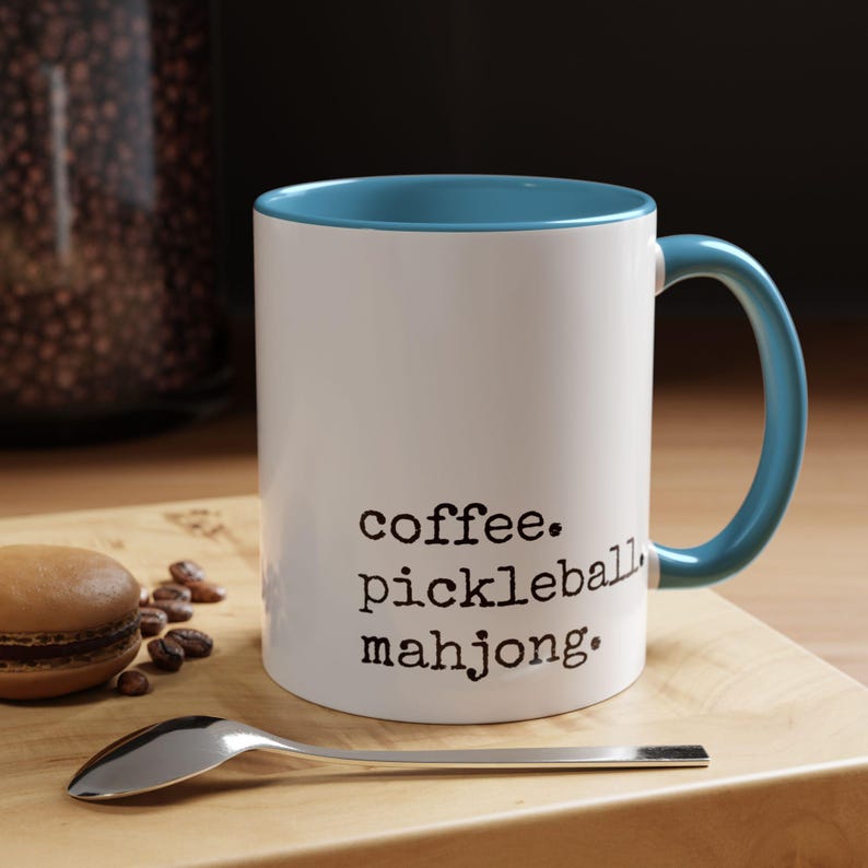 coffee. pickleball. mahjong. Mug | Accent Coffee Mug, 11oz 15oz image 10