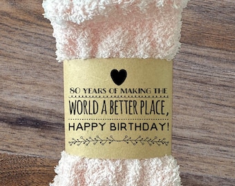 80th birthday for her gift personalized | best 80th birthday gift | fuzzy socks | custom Gift | cozy socks | grandma eightieth celebration