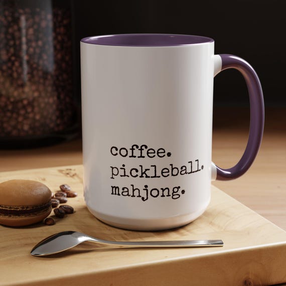 coffee. pickleball. mahjong. Mug | Accent Coffee Mug, 11oz 15oz