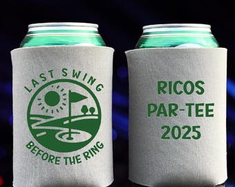 Bachelor party Golf can cooler Favor, last swing before the ring Custom party favors, Groom present, coozie can cooler  Golfing bachelor