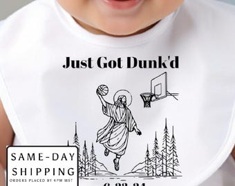 Personalized Baby Baptism Bib |Just Got Dunked | Custom Baby Christening gift | Baptism keepsake Gift for baptism | keepsake for Christening
