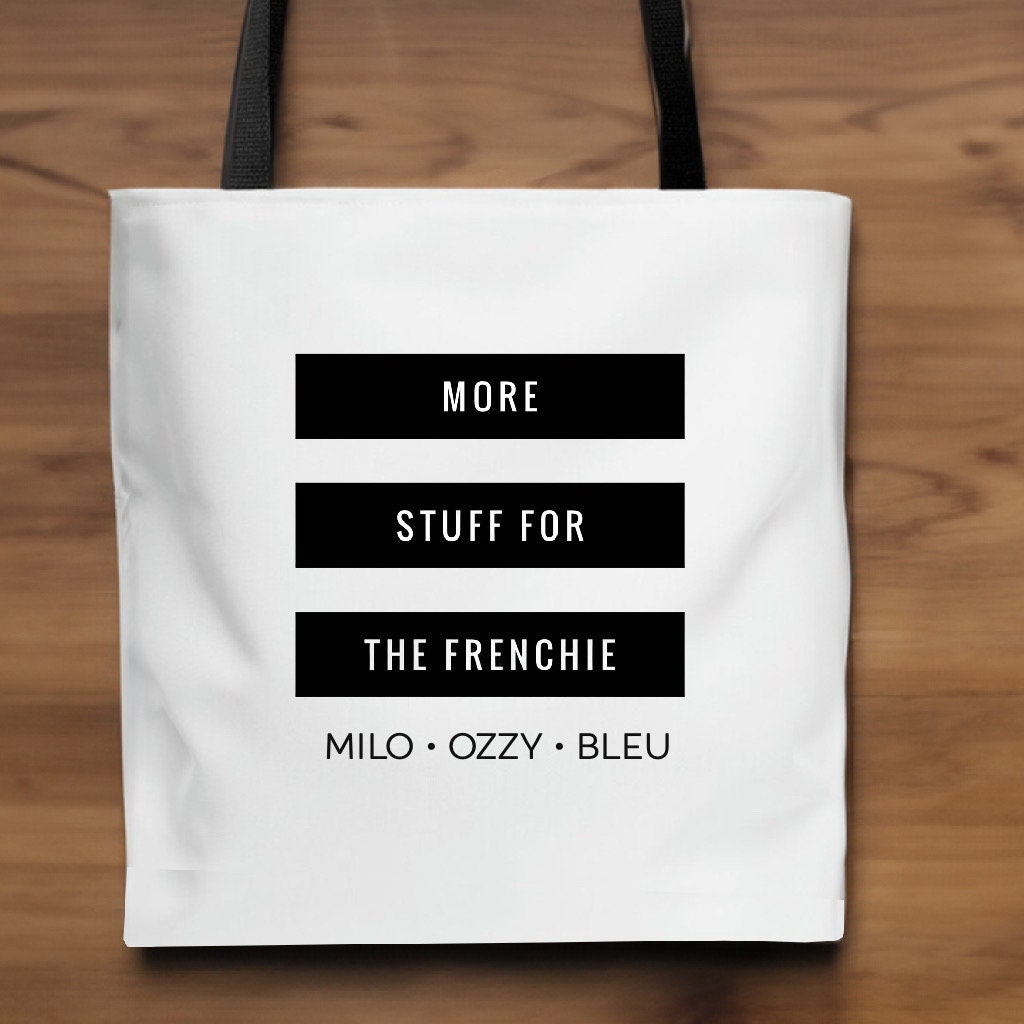 French Bulldog Canvas Tote Bag - Dog Petting Chart Design, Reusable Grocery Shopping Bag Gift