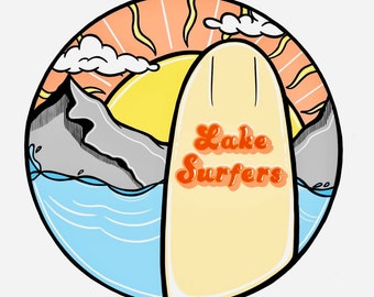 Wake surf | Wake boat | Boating | Surf | Surfing | Lake | Lake Life | Sun | Mountains | Sticker | Summer | Boat