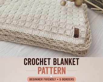 Easy Crochet Baby Blanket Pattern – Beginner Textured Blanket PDF