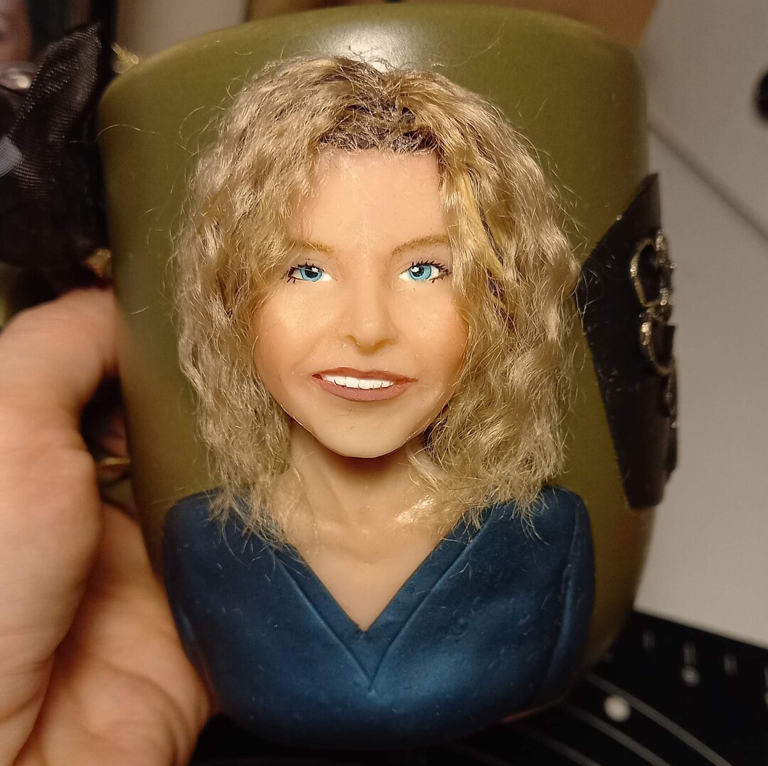 Polymer Clay Mug , Personalized Portrait Polymer Clay Mug, Handmade