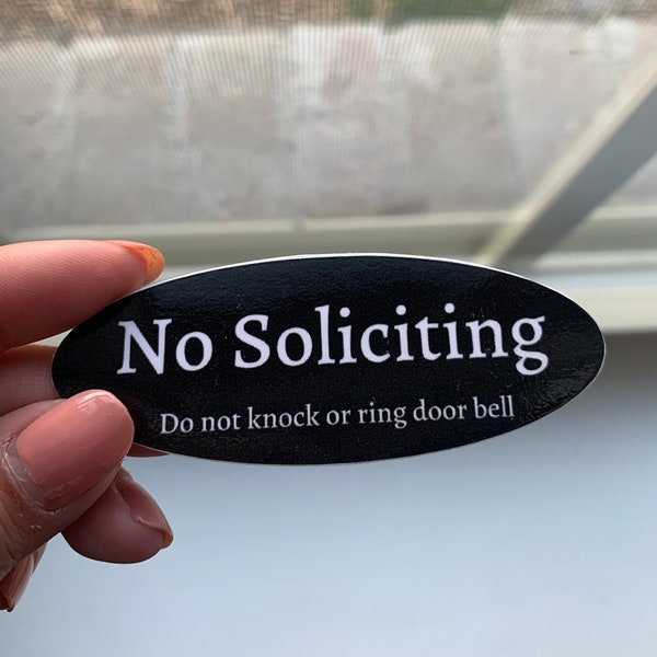 No Soliciting Sign Sticker,Do Not Knock or Ring Doorbell Sign,Doorbell Home Office Vinyl Decal, Stern,Waterproof Weather Resistant 1x3