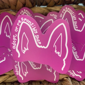 Dog Ear Outline "Adopt or Responsibly Shop" 3" High Quality, Waterproof Sticker