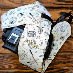 Quilted Padded Camera Strap Star Wars Pattern - Great Gift for a Photographer