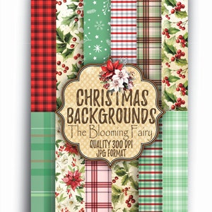 Christmas Backgrounds, Red and Green Christmas Papers, Christmas Digitals, Shabby Christmas Printable Papers, Red Christmas Digital Download