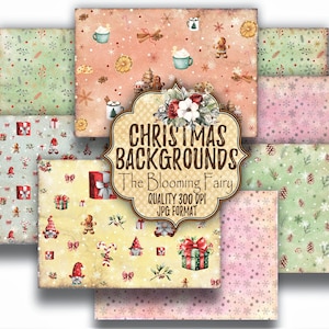 Vintage Christmas Backgrounds, Christmas Papers Digitals, Christmas Printable, Shabby Christmas  Papers, Christmas Digital Downloads