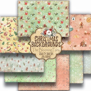 Vintage Christmas Backgrounds, Red Christmas Papers , Christmas Digitals, Shabby Christmas Printable Papers, Red Christmas Digital Download
