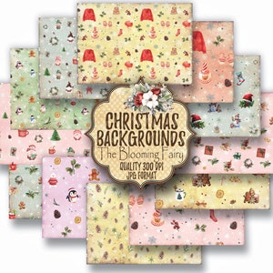 Vintage Christmas Backgrounds, Red Christmas Papers , Christmas Digitals, Shabby Christmas Printable Papers, Red Christmas Digital Download