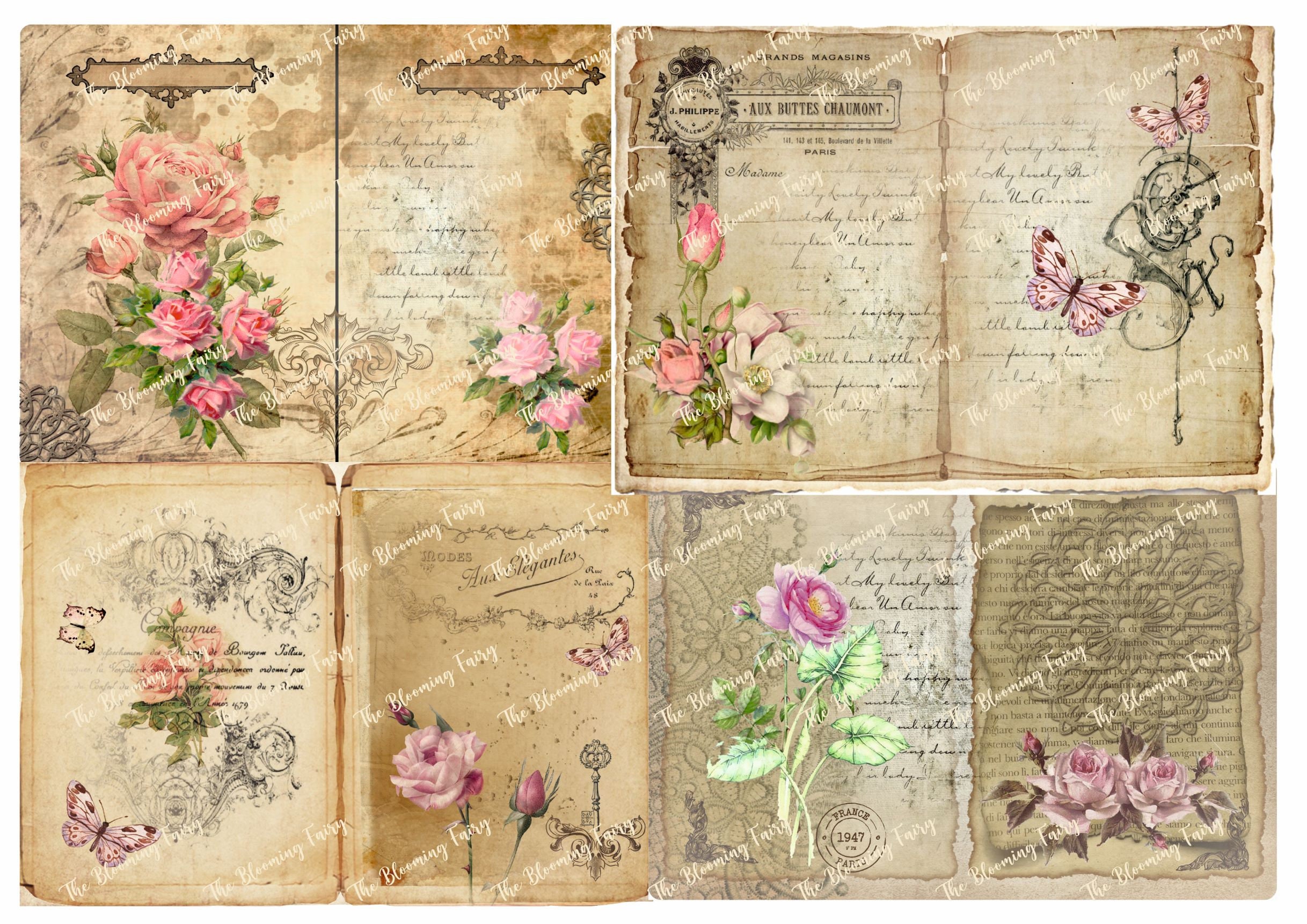 Junk Journal Pages, Victorian Roses Garden, Pink Roses Pages, Vintage Ephemera, Printable Papers, Shabby Chic Roses Pages, Digital Download - Etsy Junk Journal Pages, Victorian Roses Garden, Pink Roses Pages, Vintage Ephemera, Printable Papers, Shabby Chic Roses Pages, Digital Download - Etsy