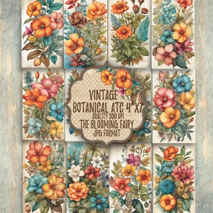 Vintage Botanical ATC Cards, ATC Digital Ephemeras, ATC Cards Botanical, BotanicalBook Embellishments, Digital Download Cards, Vintage Cards