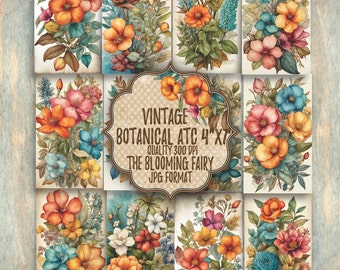 Vintage Botanical ATC Cards, Digital Ephemera (Digital Download)
