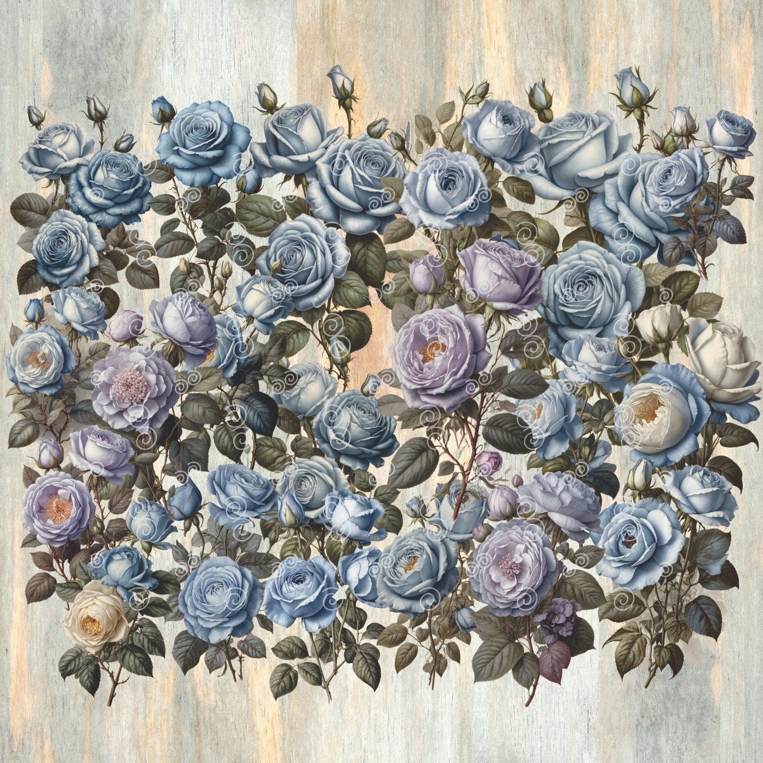 Victorian Blue Roses Clipart, Blue Roses PNG, Blue Roses Transparent ...