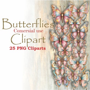 Clipart papillons victoriens, clipart papillons fantaisistes, Floral papillons PNG, papillon fond Transparent, Clipart illustration