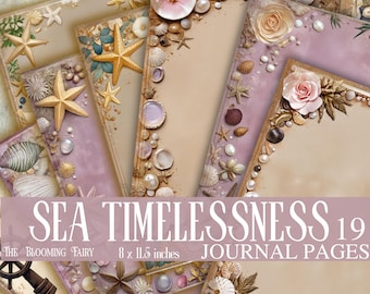 SEA TIMELESSNESS Journal Pages | Vintage Ocean Junk Journal Kit | Printable Seaside Scrapbook Paper | Digital Download Ephemera