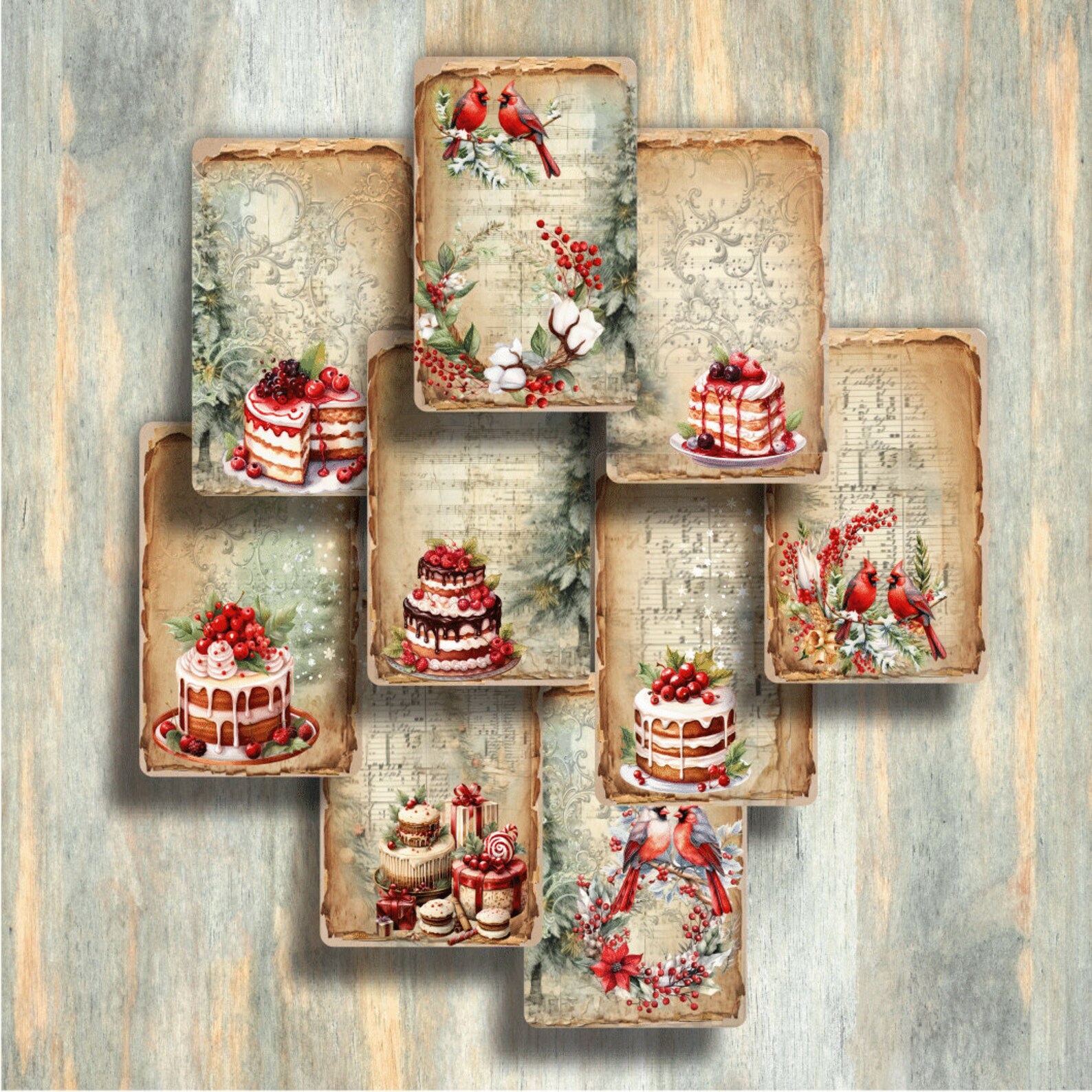 Winter Treats ATC Cards Printable, ATC Digital Ephemeras, ATC Cards ...