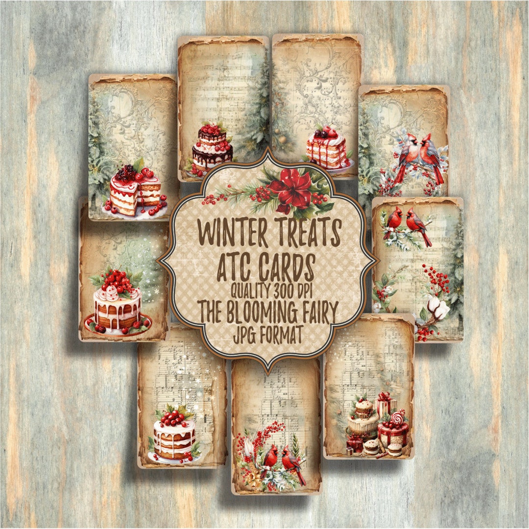Winter Treats ATC Cards Printable, ATC Digital Ephemeras, ATC Cards ...