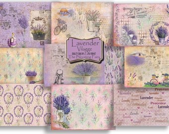 May include: A digital collage of lavender-themed images, including lavender flowers, bicycles, and text that reads "Lavender Vilagge, Quality 300 DPI & JPG Format, The Blooming Fairy".