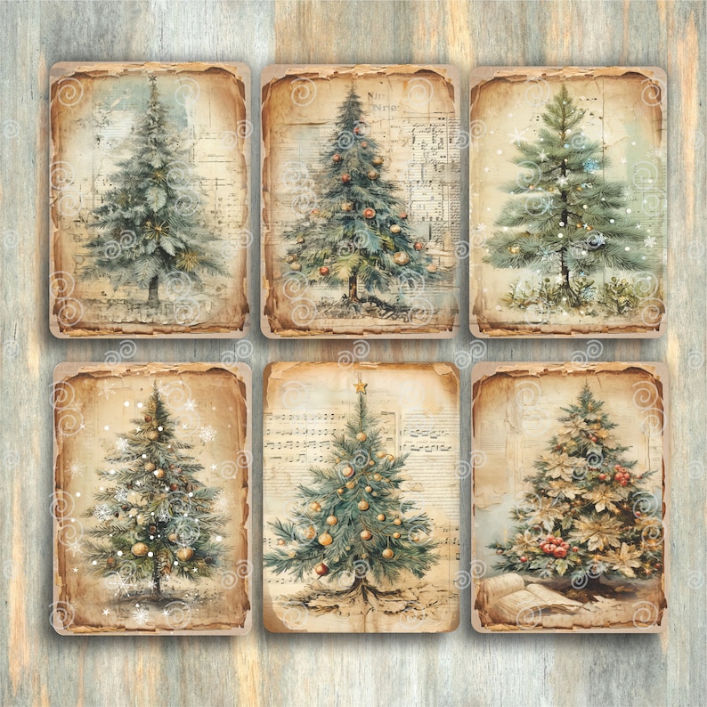 Winter Tree ATC Cards Printable, ATC Digital Ephemeras, ATC Cards ...