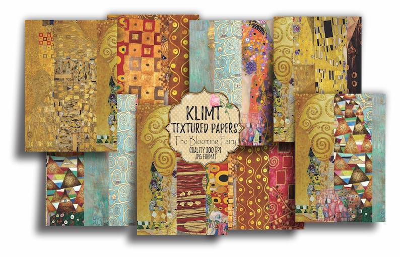 KLIMT Textured Papers, Klimt Collage Papers, Klimt ATC Cards, Klimt